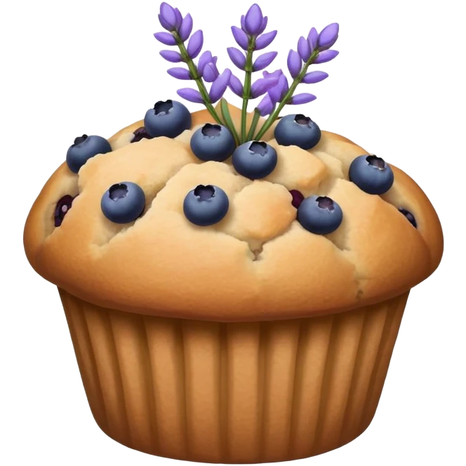 Lavender flower sprig muffin with berries emoji