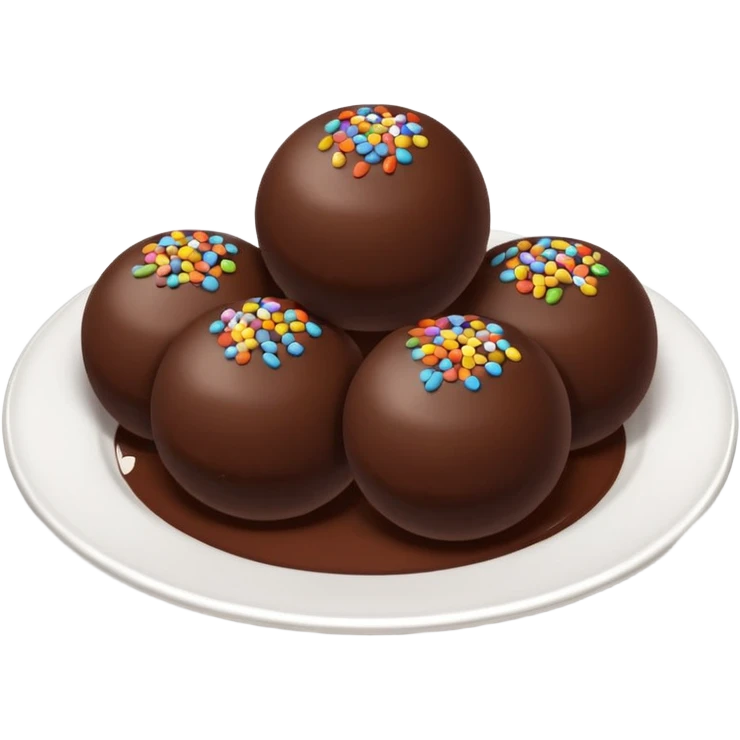 chocolate balls on plate with chocolate sprinkles emoji