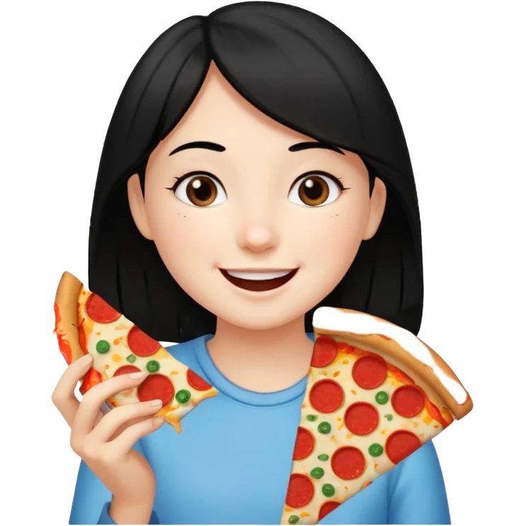 eating food well baby with happy face black hair young girl emoji