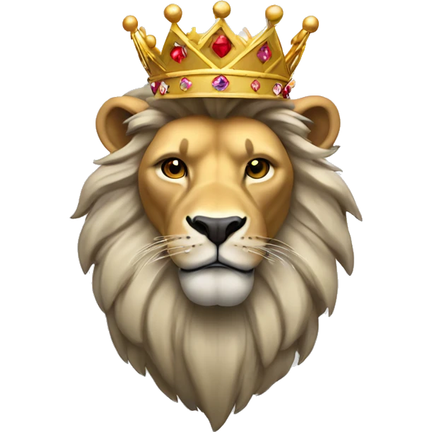 Un león con corona de diamentes y rubíes  emoji