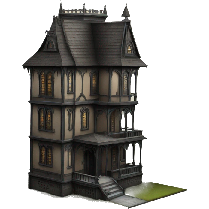 Realistic Huge ornate gothic Cardboard 5 story tall haunted house  emoji