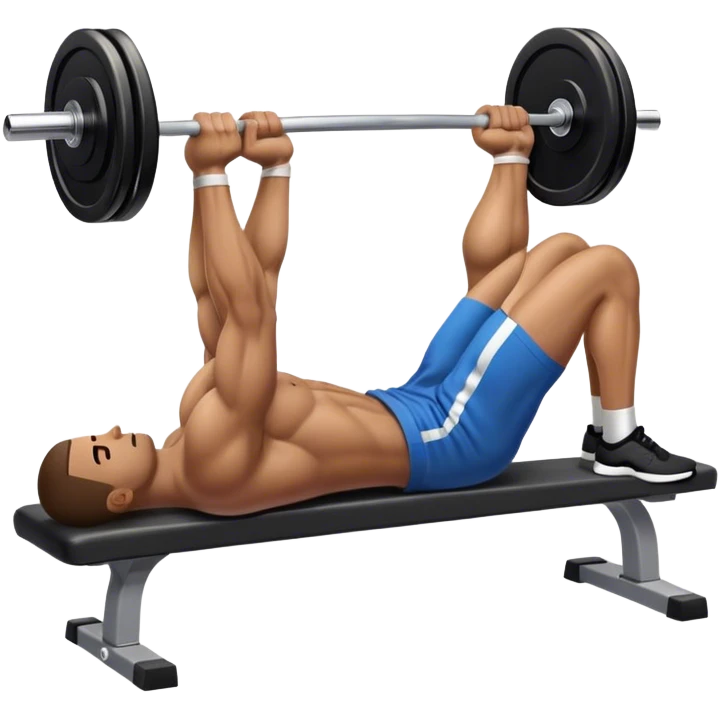 side-view man lying down barbell glute-bridges emoji