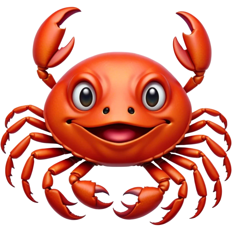 Cinematic Realistic Comical Crab Portrait Emoji, Head tilted dramatically with an exaggeratedly amused expression, featuring a striking, glossy red shell with bold natural textures and a whimsically formed face with wide, expressive eyes full of playful disbelief, rendered with lifelike detail and vibrant coastal hues, high shine, dramatic yet playful, styled with an air of cheeky seaside mischief, soft glowing outline, capturing the essence of a spirited and over‐the‐top crab that looks ready to pinch its way into viral fame! emoji