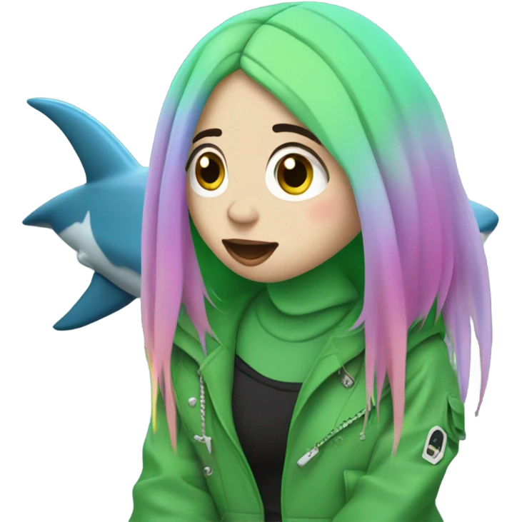 billie eilish and a shark emoji