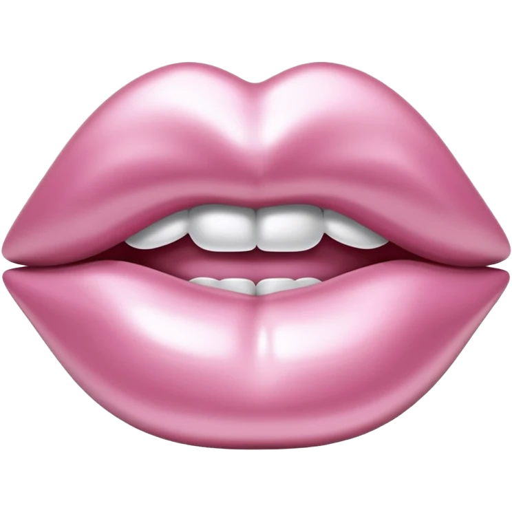 female lips emoji, smooth liquid metal chrome surface, sculpted shape, high-gloss reflections, monochrome futuristic 3D style, isolated on white emoji