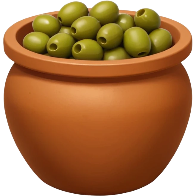 An emoji of a simple clay pot filled with olives. emoji