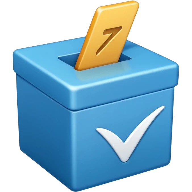 Side way check mark in bule box 2d not 3d emoji