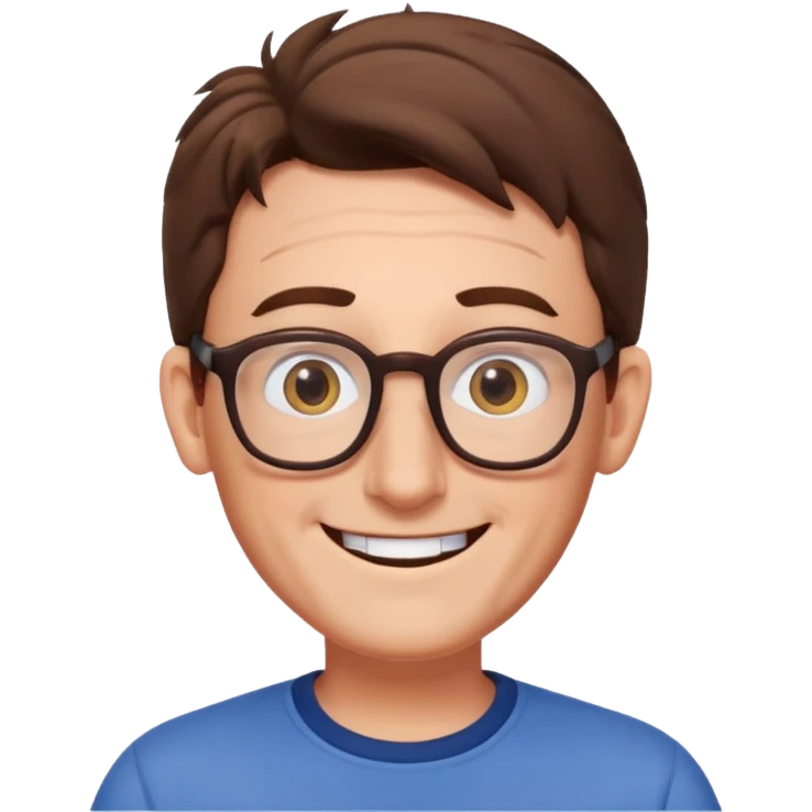 The actor of spongebob tom Kenny a guy with brown hair and glasses emoji