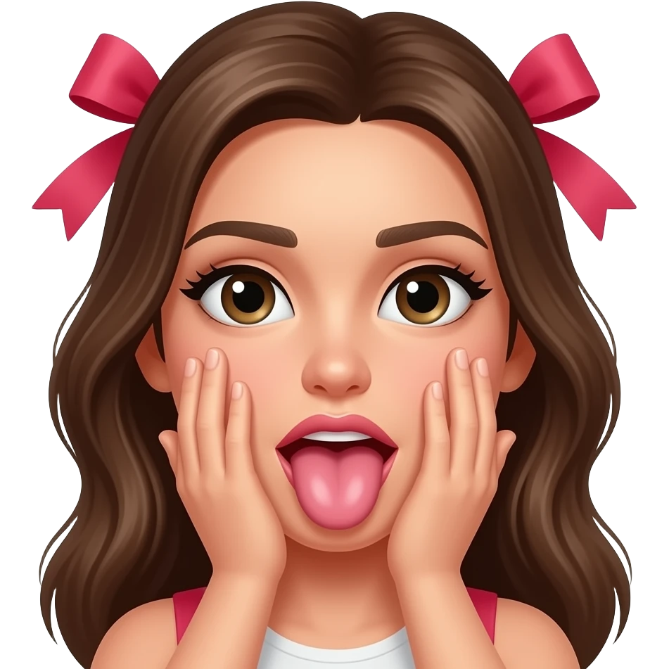 Penis fully inserted into pretty mouth with balls slapped across her face emoji