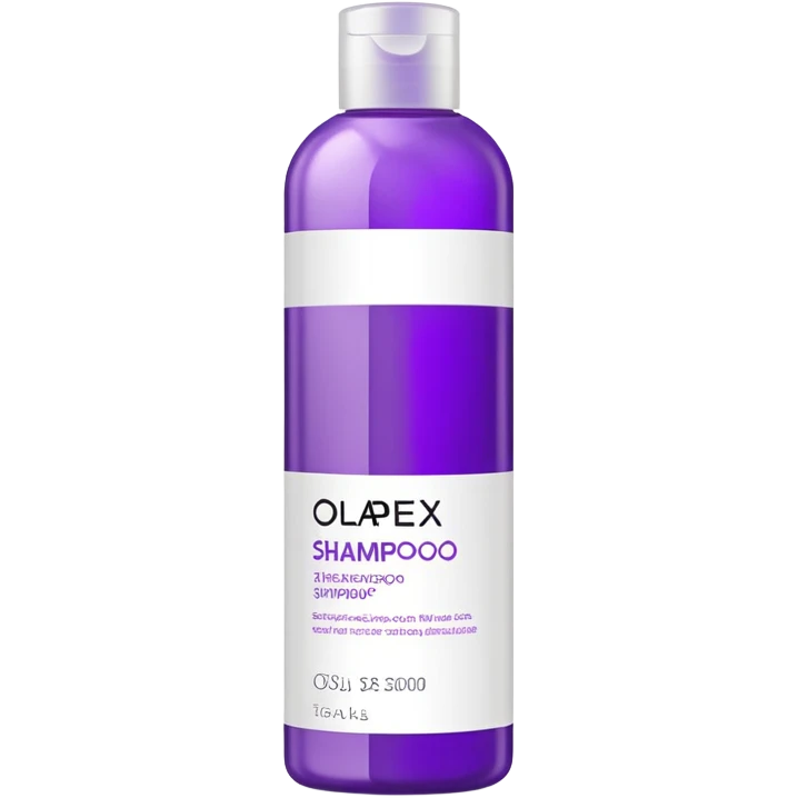 Olaplex shampoo bottle with purple label emoji