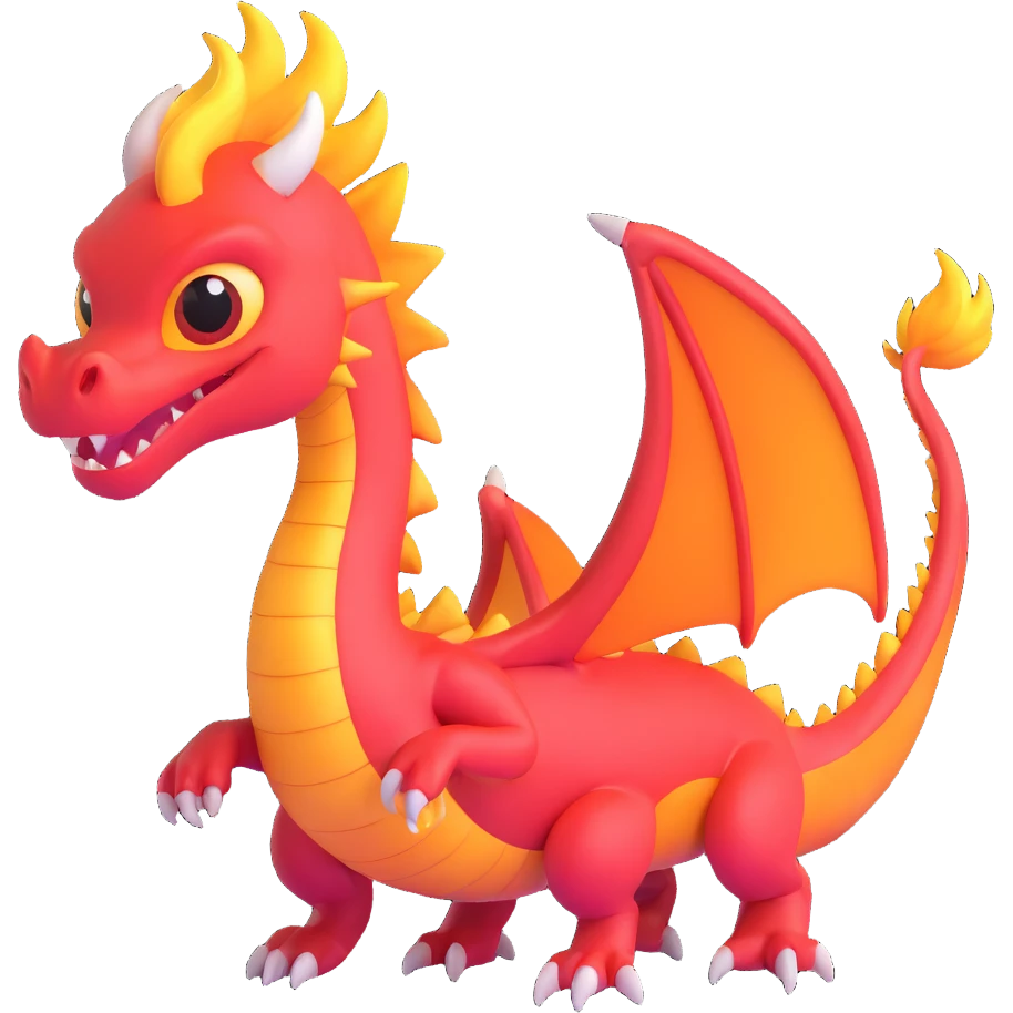 A cute small fire dragon emoji