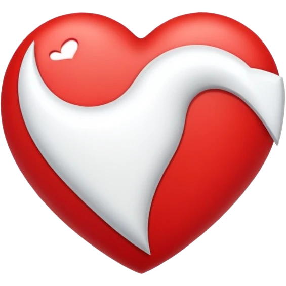 heart, left side red right side white emoji