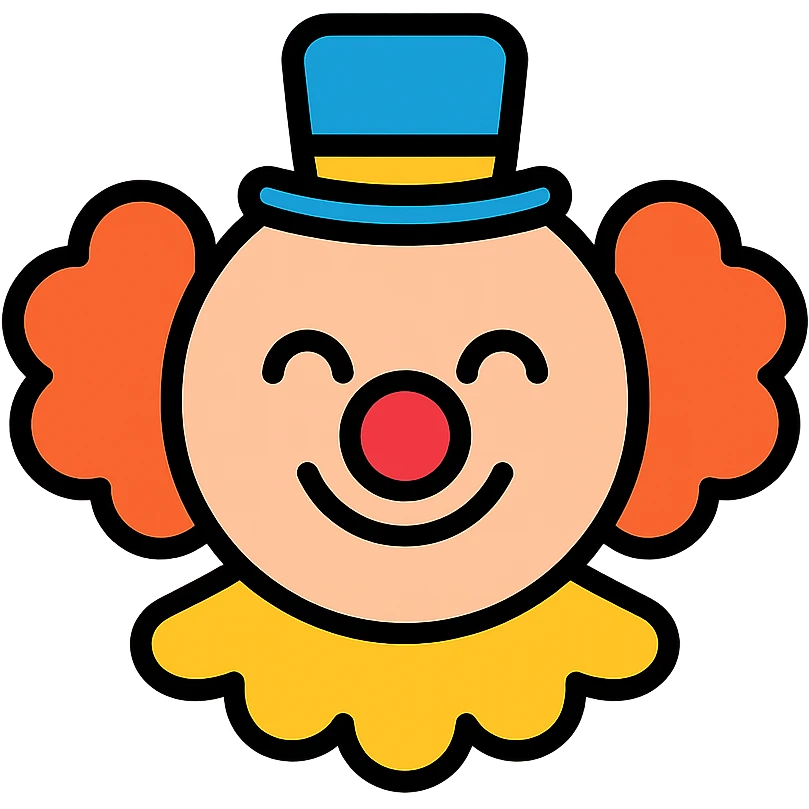 smiling clown, minimal details, cheerful look, vibrant colors emoji