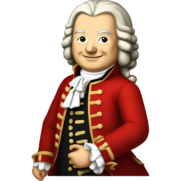 johann sebastian bach standing with red jacket smiling emoji
