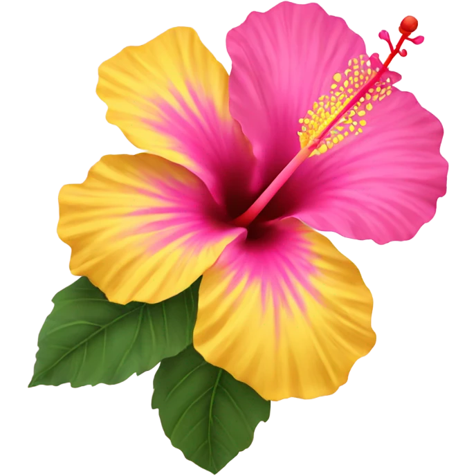 yellow and pink hibiscus flower emoji