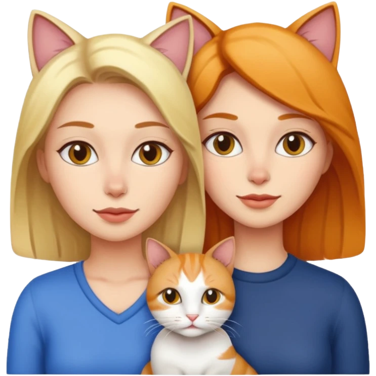 familia 2 mujeres y 2 gatos emoji