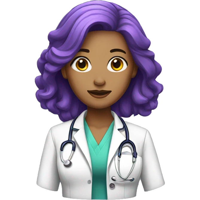 purple hair woman doctor  emoji