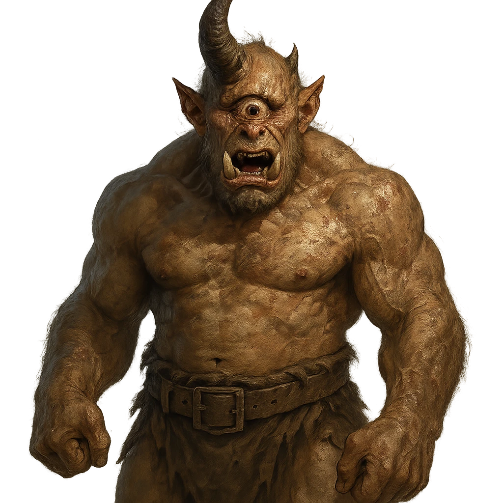 Cyclops, fantasy creature, horned, fierce, one eye emoji