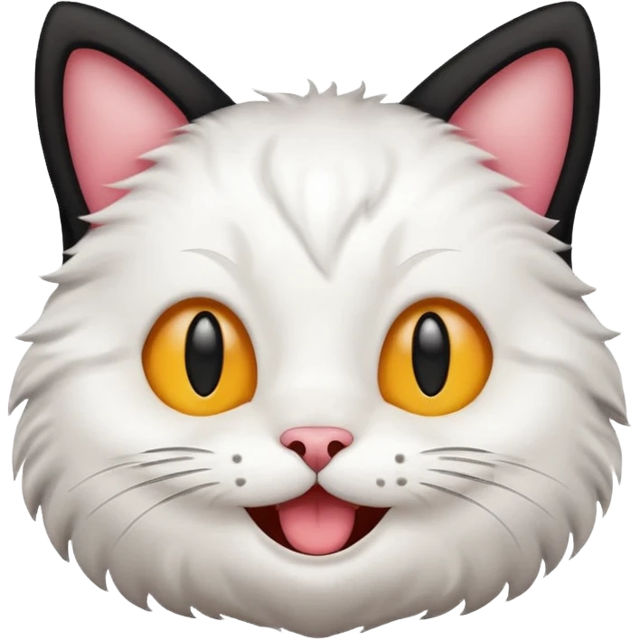 Make a Emoji cat whith black ears and white head emoji