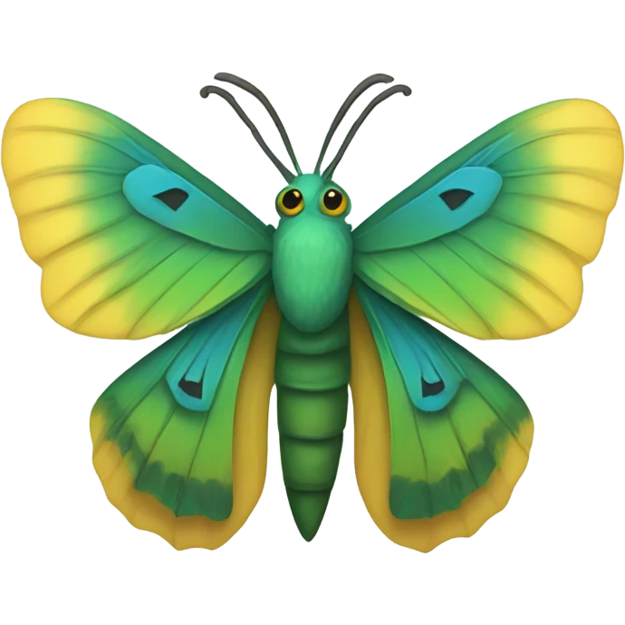 green yellow blue moth emoji