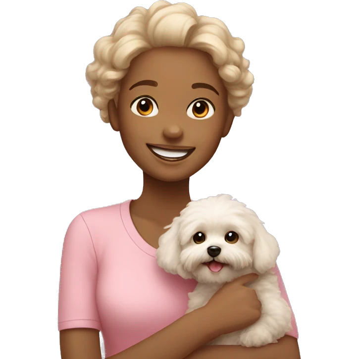 girl smiling with Maltipoo emoji