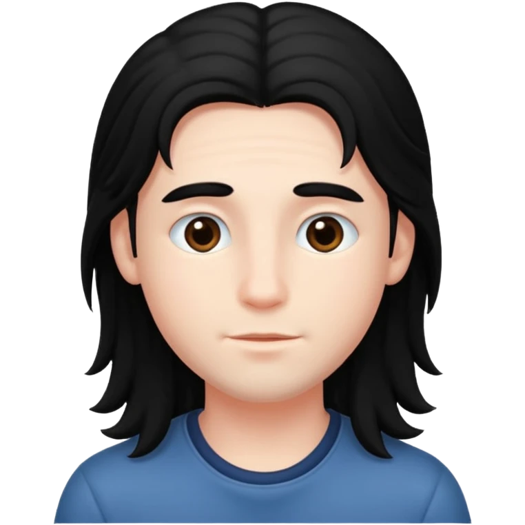 An emoji of a soft boy with black long hair and pink background. emoji