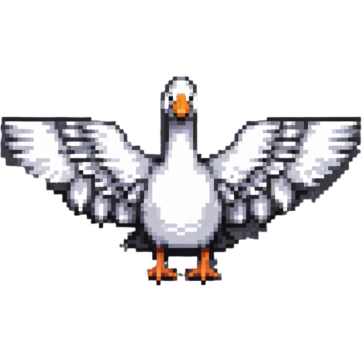 8-bit goose with wings fully extended in t position emoji