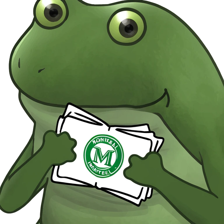 bufo frog holding the Montreal logo emoji