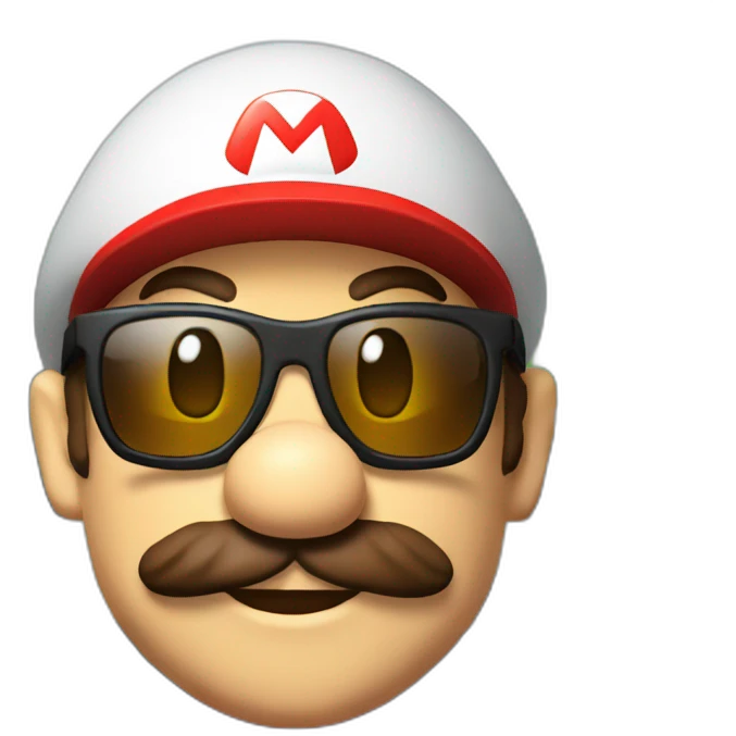Mario with sunglasses driving emoji