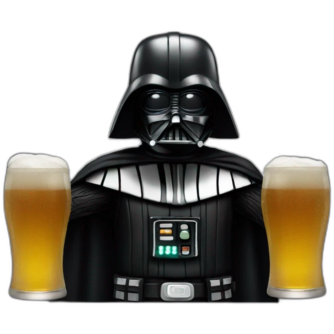 Dark vador with a beer emoji