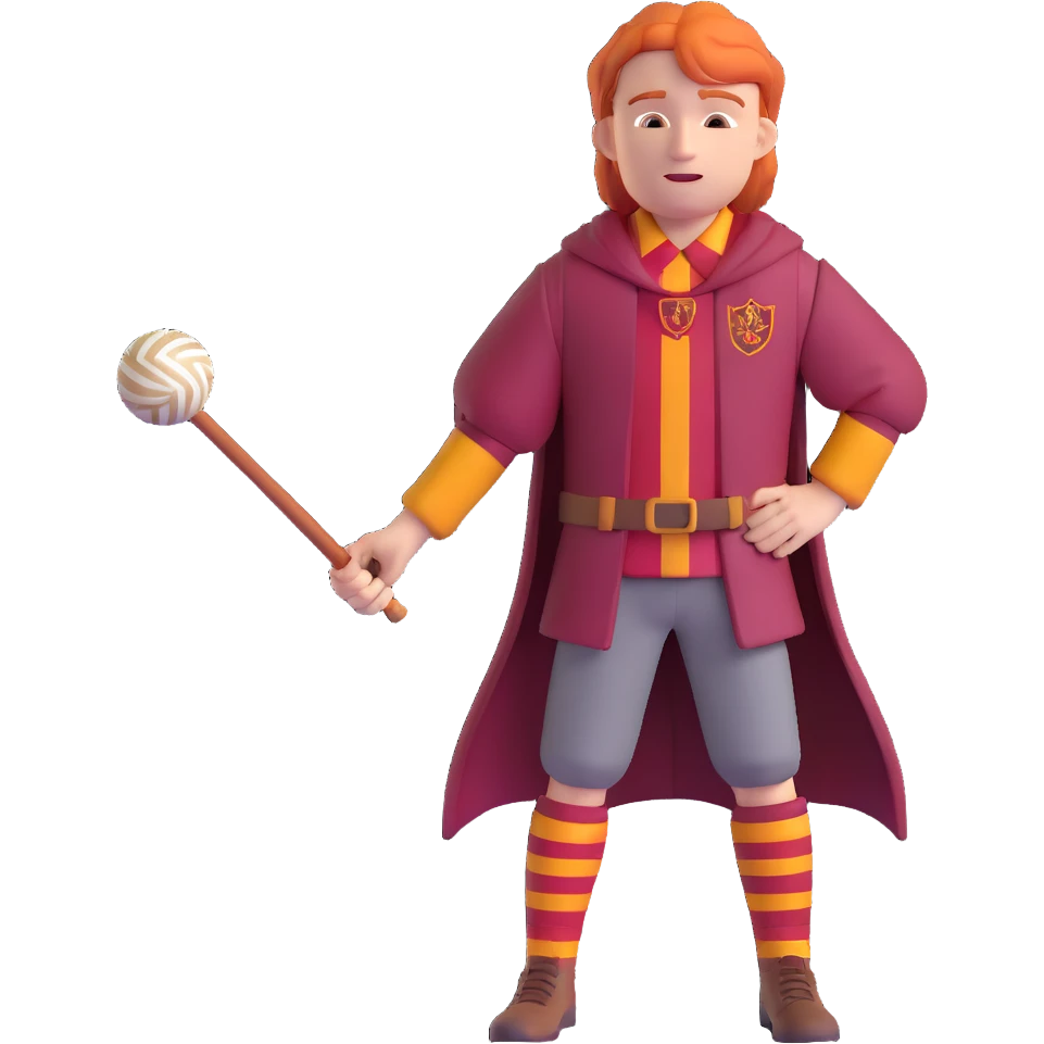 Ron Weasley in Gryffindor quidditch uniform emoji