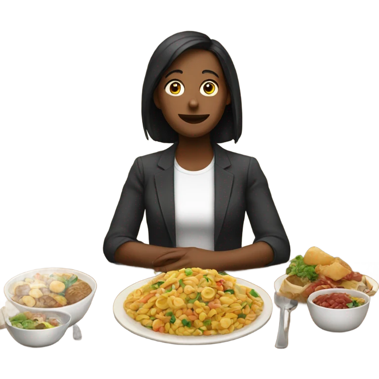 Person sitting in front of table with a lot of food  emoji