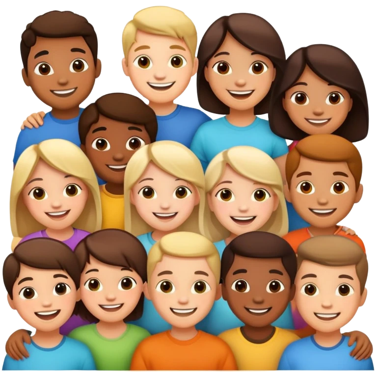 group of children standing together, fun and supportive emoji