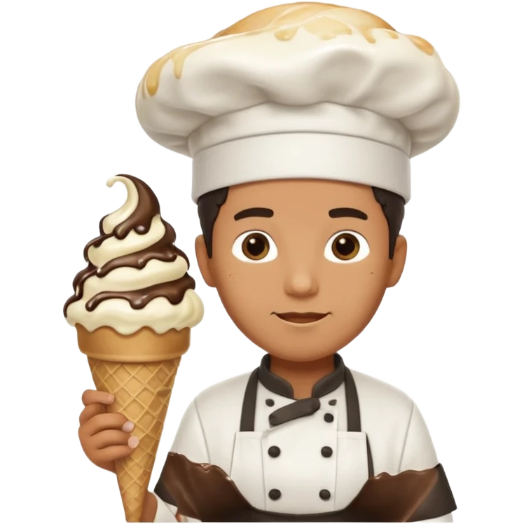 Male Chef with giant ice cream cone emoji