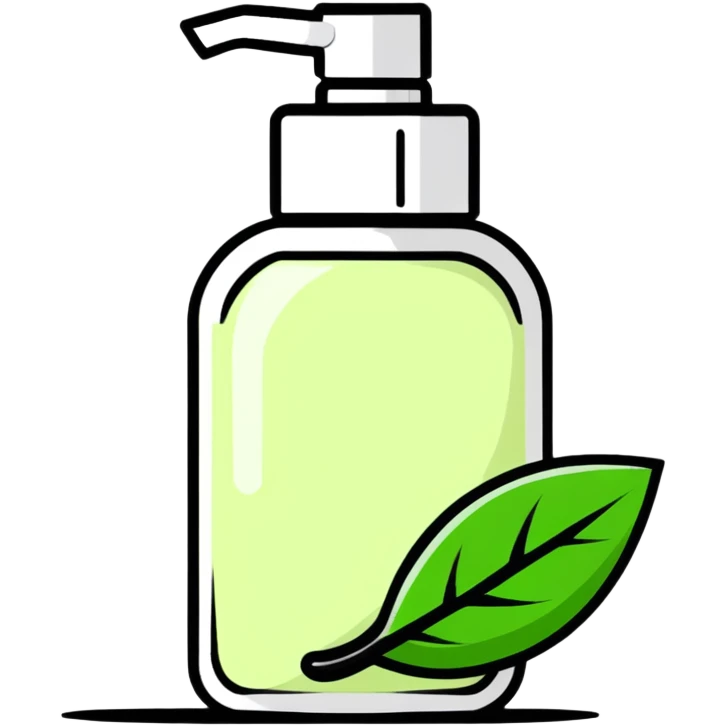 Safe natural skincare product with leaf icon emoji