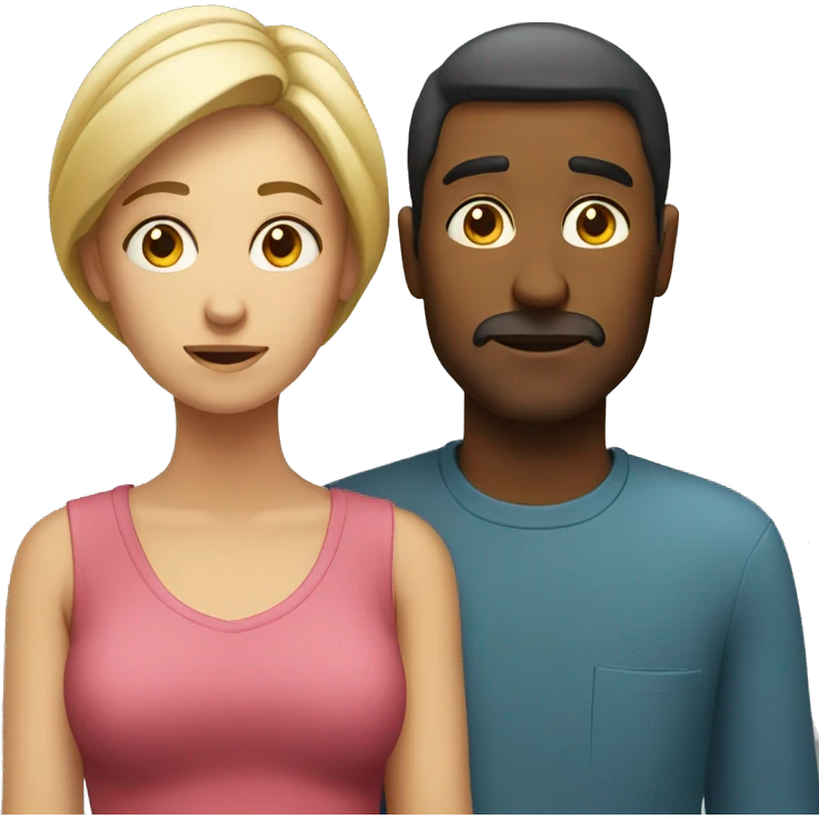 man and woman pondering emoji
