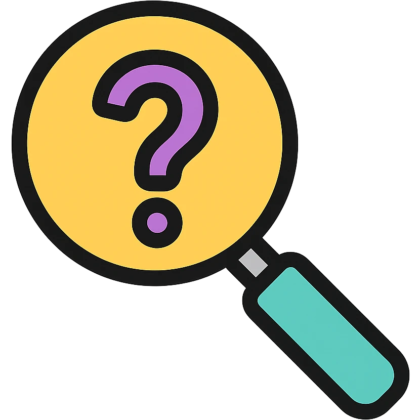 a magnifying glass with a question mark inside emoji