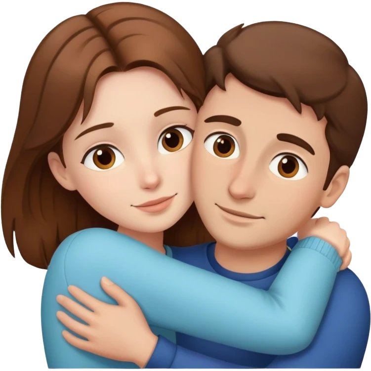  portrait of brown haired girl hugging a man  emoji