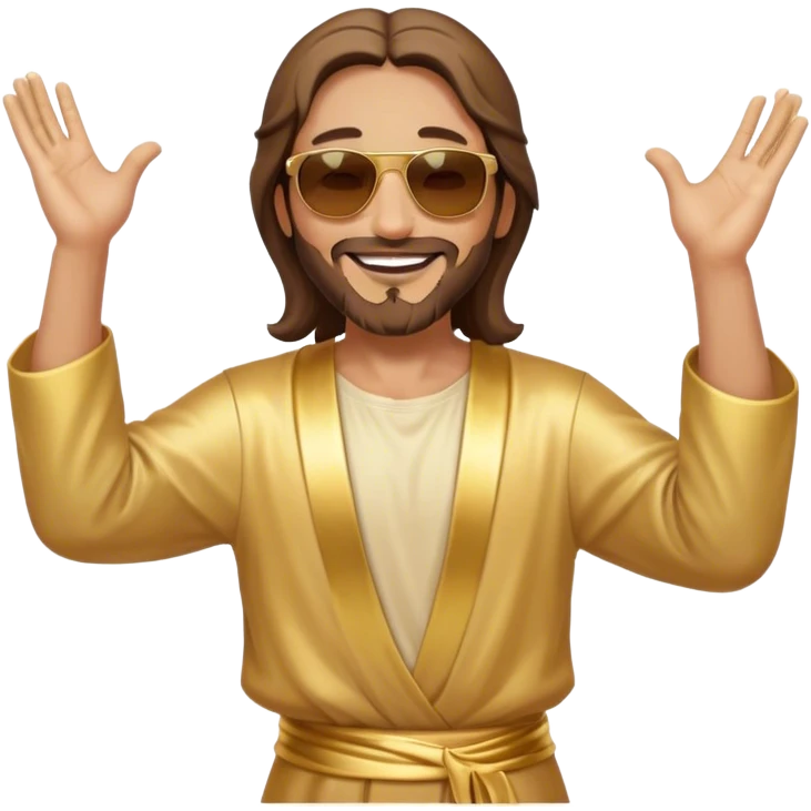 dancing figure of rejoicing Jesus with  sunglases golden  emoji