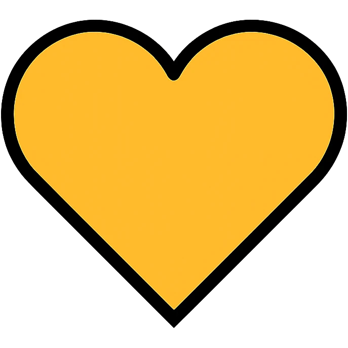 golden yellow heart, simple and flat, color outline icon style emoji
