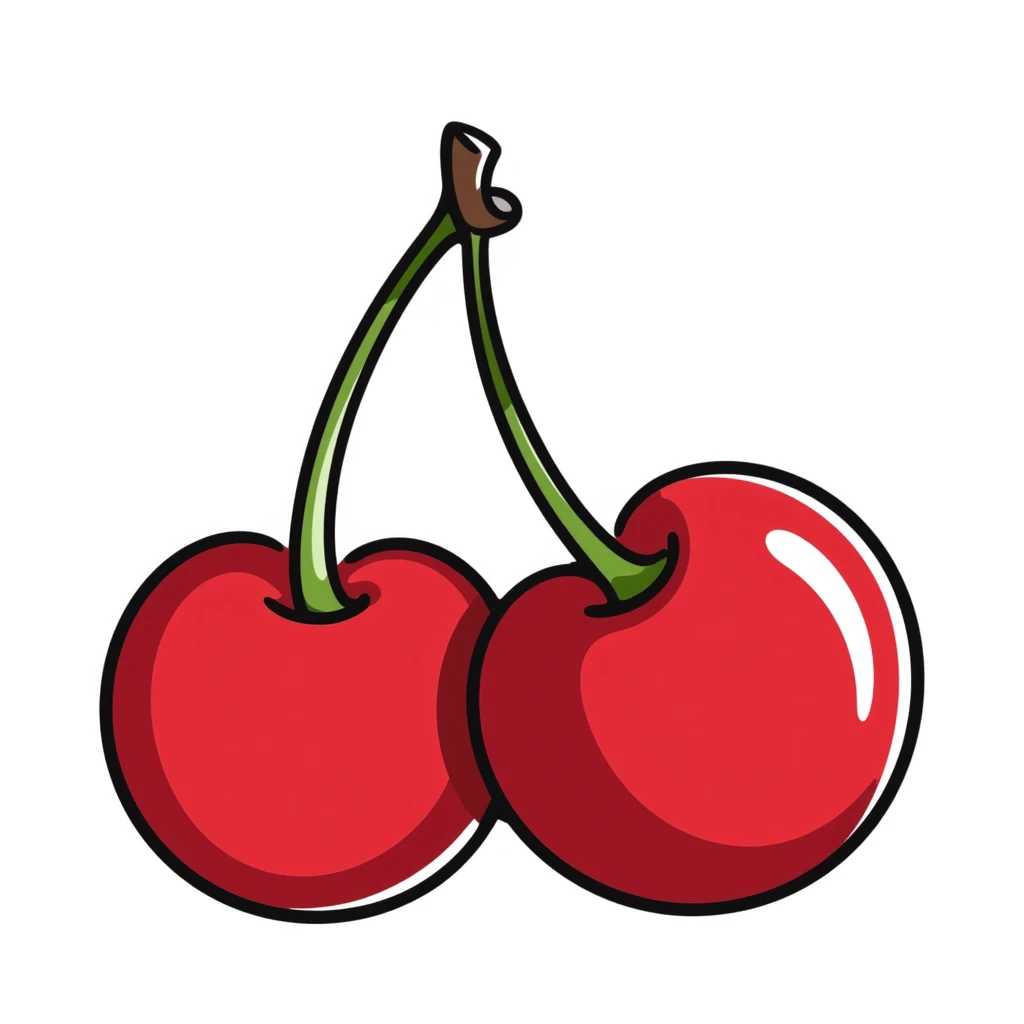 Hand-drawn cluster of red cherries with stems emoji