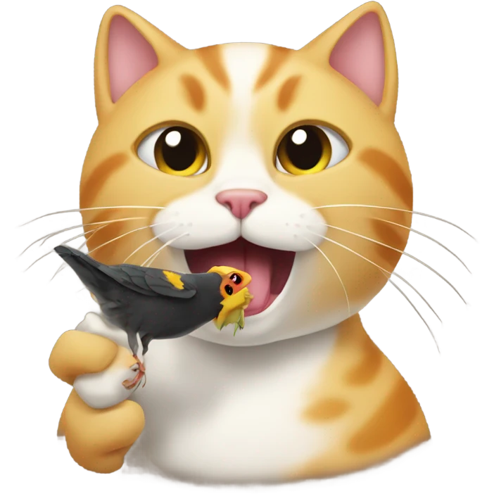 cat eating a bird emoji