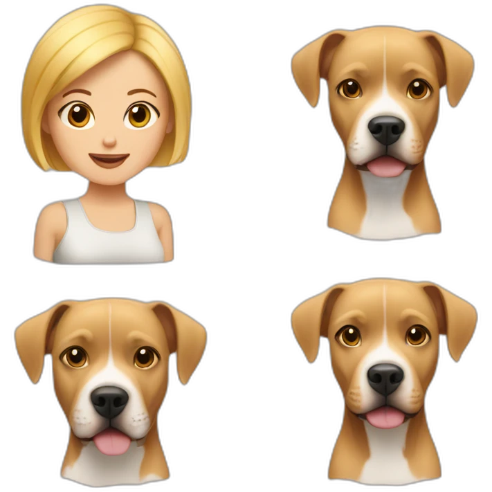 Blond lady with bob haircut with two pitbulls emoji