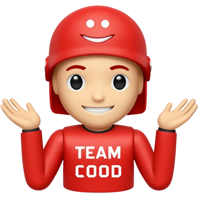 a blocky red avatar with a smiley face and the text “team coolkid join today” on his chest emoji