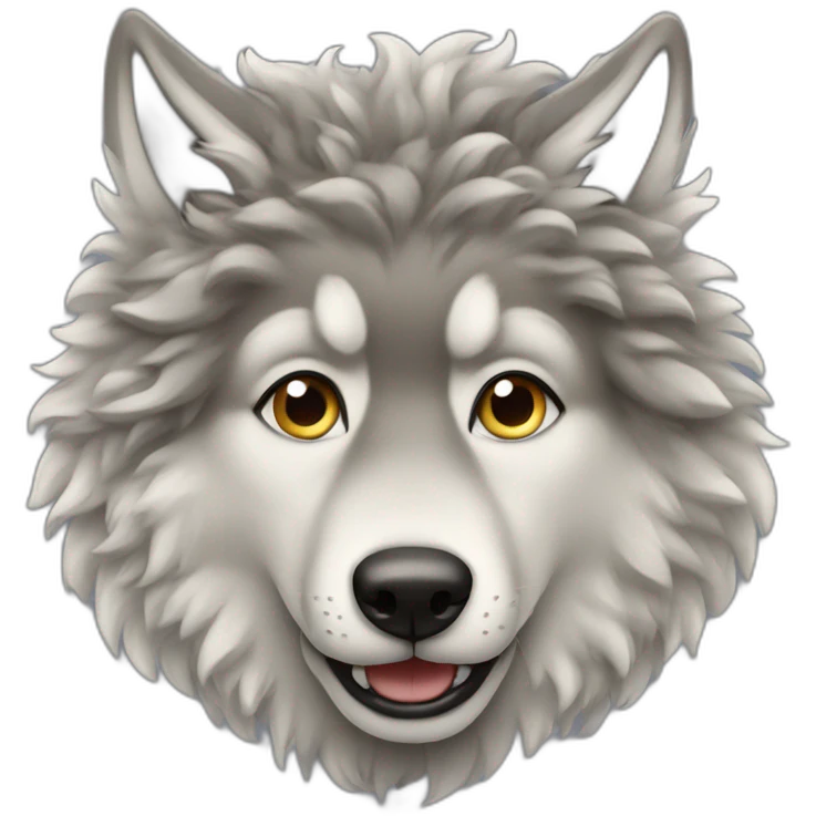 Curly haired wolf emoji
