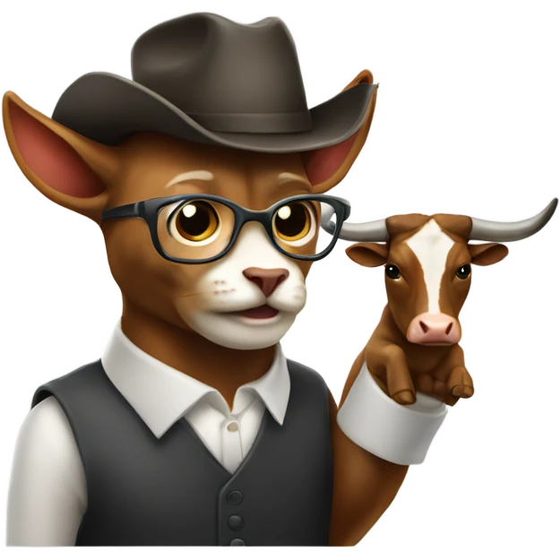 cat professor teaching a longhorn bull emoji
