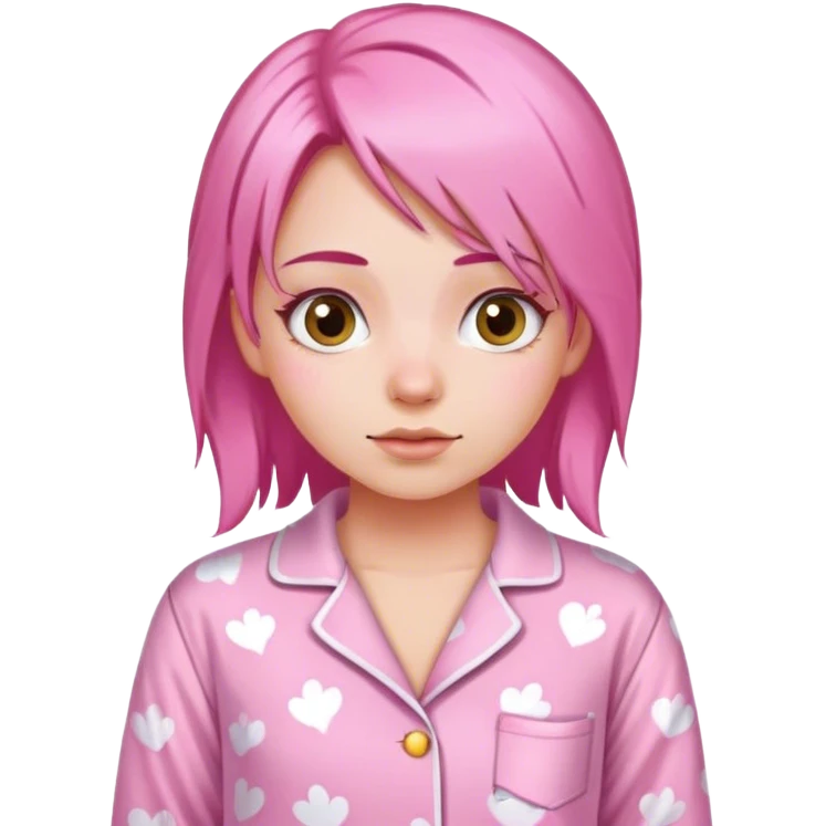 girl with pink hair wearing a pink Pajamas emoji