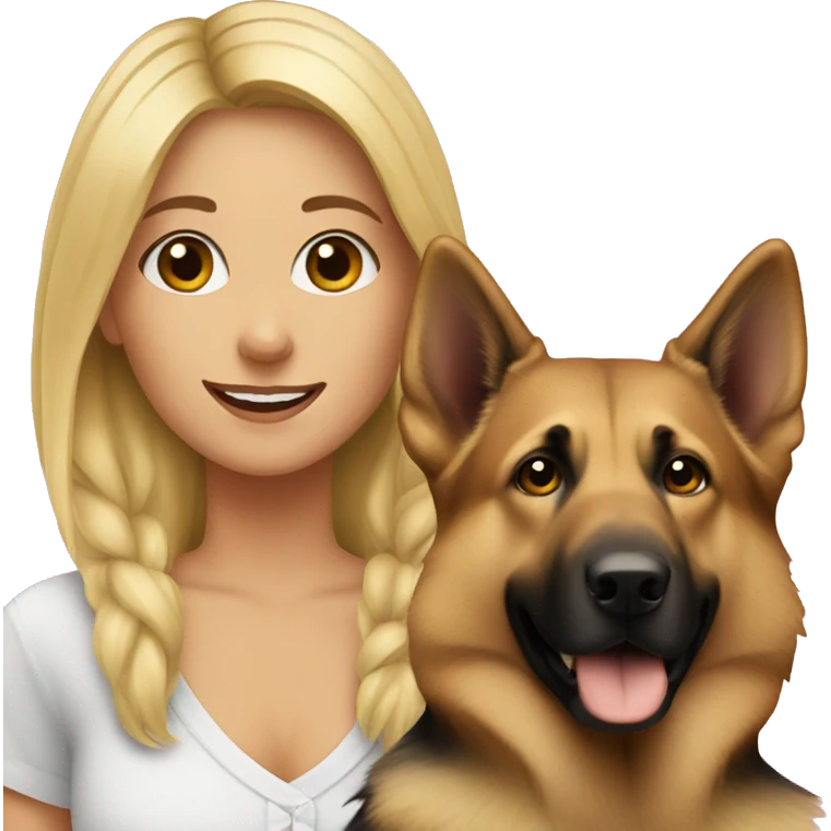 blonde girl with a german shepherd  emoji