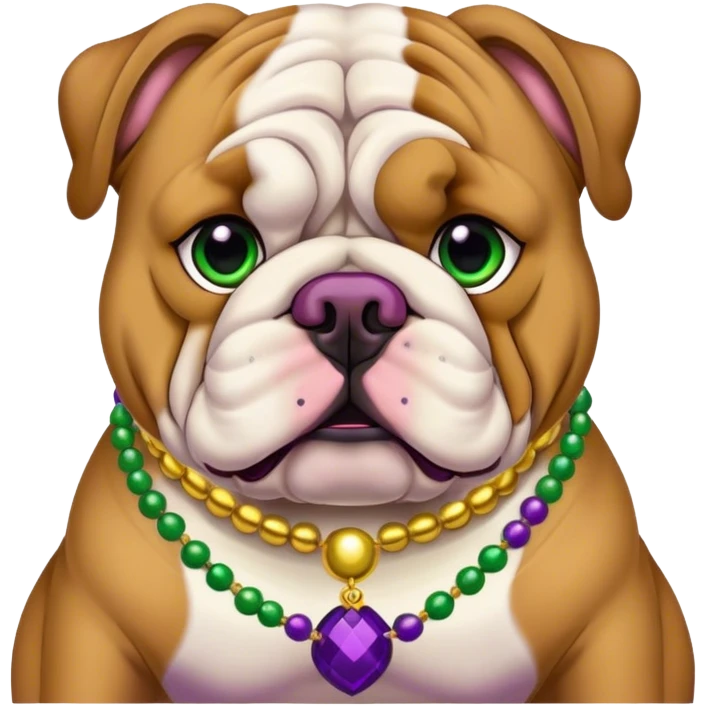 Bulldog Wearing marti grau beads around neck emoji