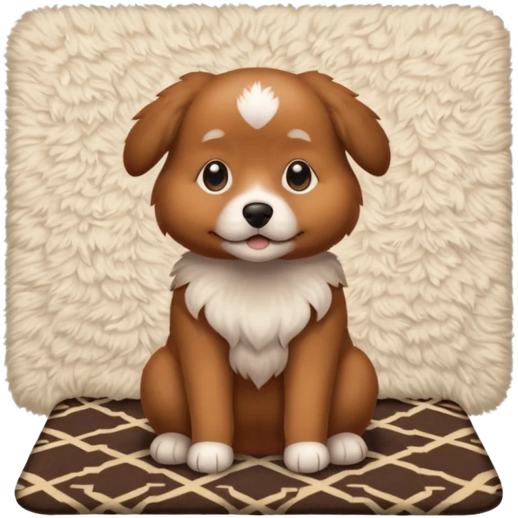 Make a cute brown dog i a carpet emoji